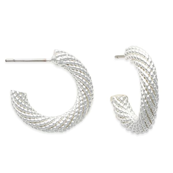 Freedom Nickel-Free Silver-Tone Textured Hoop Earrings