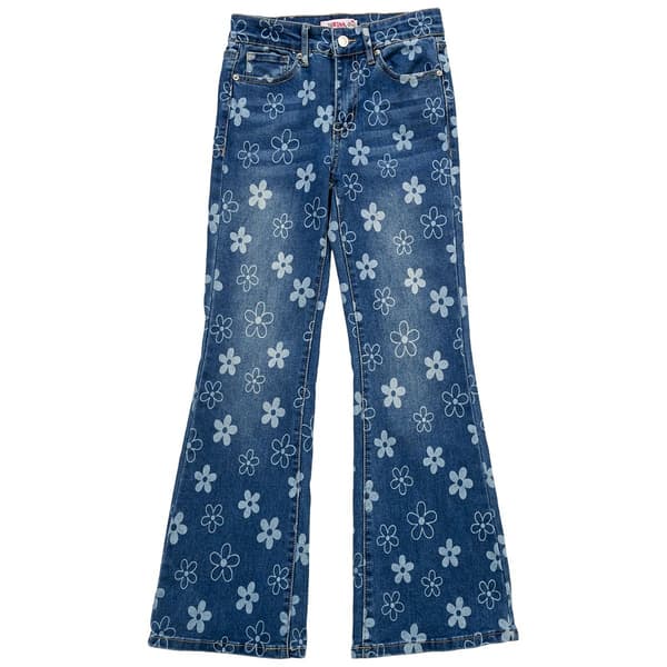 Girls (7-16) 1st Kiss(R) Flower Print Flare Jeans - image 