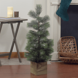 Northlight 3ft. Snowy Pine Christmas Tree in Wooden Pot