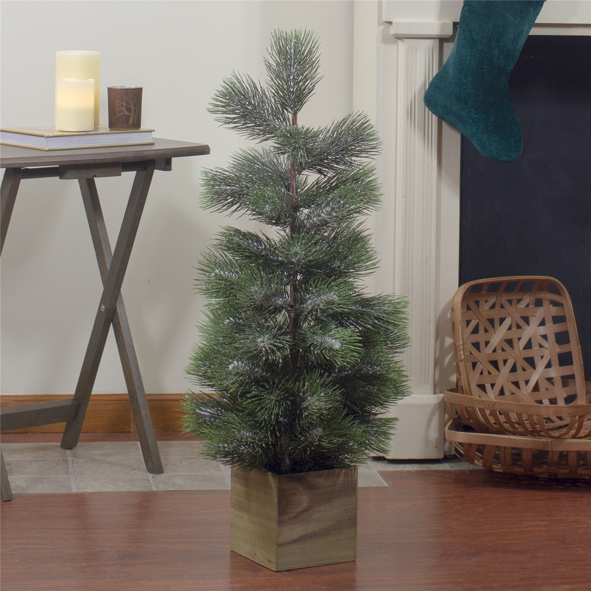 Northlight 3ft. Snowy Pine Christmas Tree in Wooden Pot