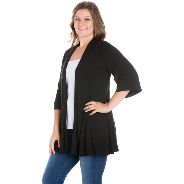 Plus Size 24/7 Comfort Apparel Extended Length Open Cardigan