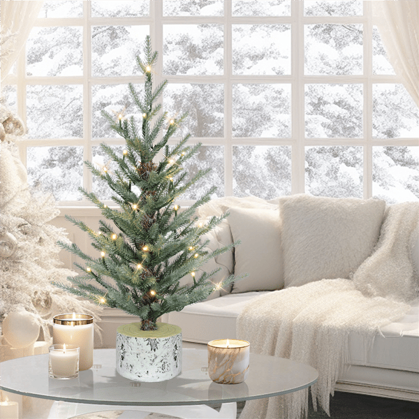 Puleo International 2ft. Pre-Lit Potted Arctic Fir Christmas Tree