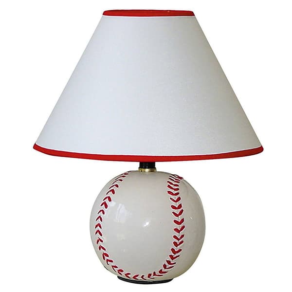 HomeRoots 12in. Ceramic Baseball Sports Table Lamp