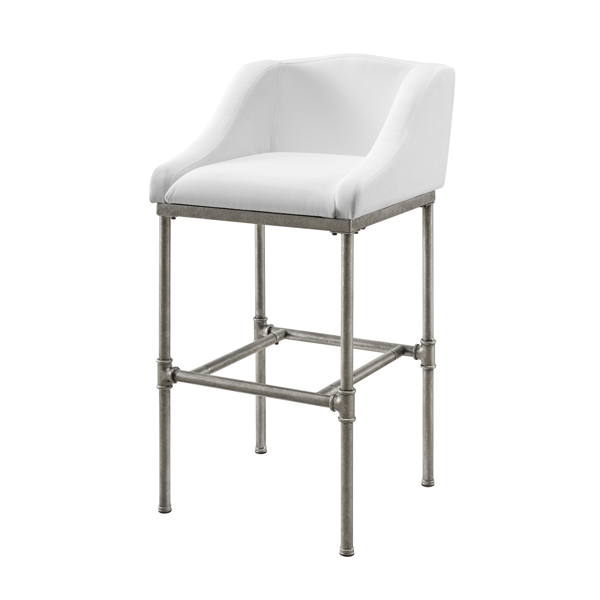 HH2 Home Dillon Low Profile Wingback White Bar Height Stool