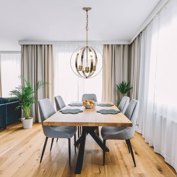 Lalia Home 3-Light 18in Globe Hanging Clear Glass Ceiling Pendant