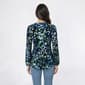 Womens Anne Klein Long Elastic Sleeve Floral Split Neck Blouse - image 3