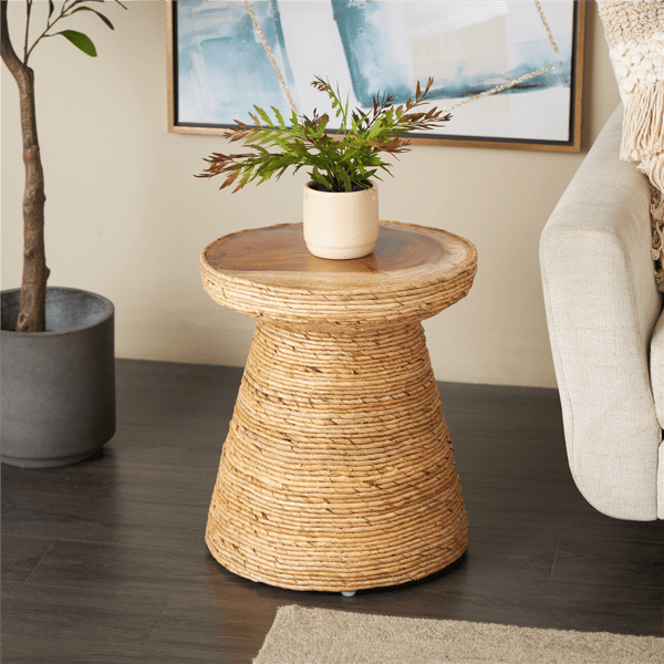 9th & Pike® Traditional Brown Banana Leaf Accent Table
