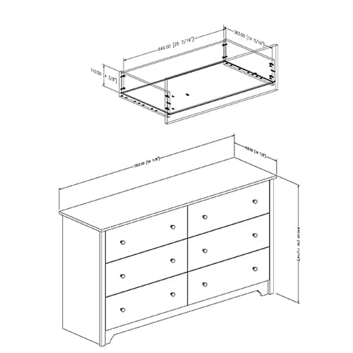 South Shore Vito 6-Drawer Dresser - Soft Grey