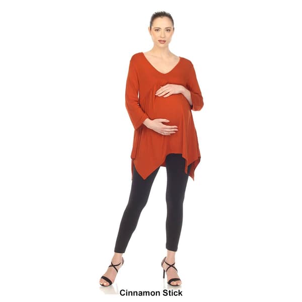 Plus Size White Mark Maternity Empire Waist V-Neck Tunic Top