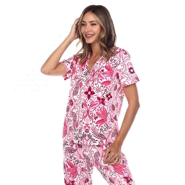 Womens White Mark 2pc. Tropical Peacock Pajama Set