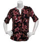 Womens AK Anne Klein Elbow Sleeve Button Front Floral Blouse - image 1