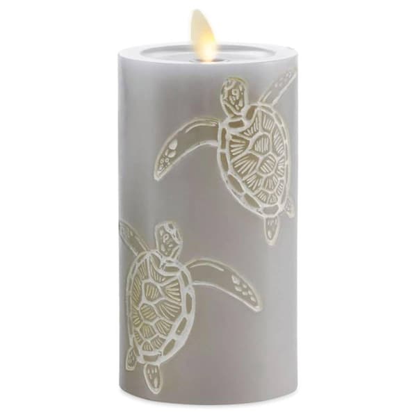 Turtle Moving Flame Pillar Candle - image 