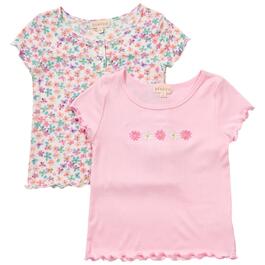 Girls &#40;7-12&#41; BTween&#40;R&#41; 2pk. Graphic Floral Top w/ Ribbed Top