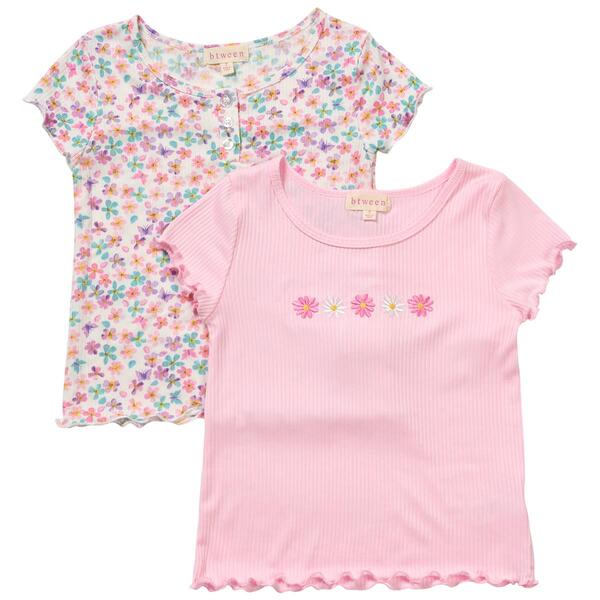 Girls &#40;7-12&#41; BTween&#40;R&#41; 2pk. Graphic Floral Top w/ Ribbed Top - image 