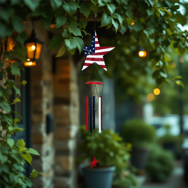 Northlight Stars and Stripes Patriotic Outdoor Garden Windchime - image 