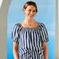 Women Architect&#40;R&#41; Stripe Square Neck Linen Blouse - image 1