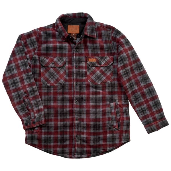 Mens Moutain Ridge Plaid Shirt Jacket - Wine/Ash