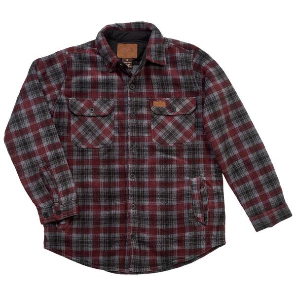 Mens Moutain Ridge Plaid Shirt Jacket - Wine/Ash - image 