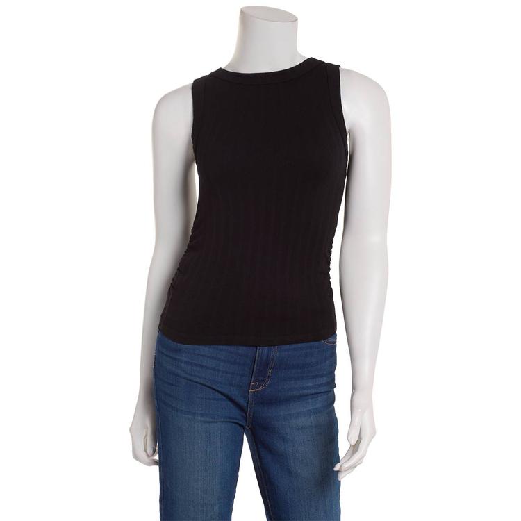 Juniors Wallflower Seamless Boat Neck Side Ruche Ribbed Tank Top