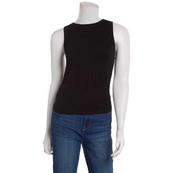 Juniors Wallflower Seamless Boat Neck Side Ruche Ribbed Tank Top - image 