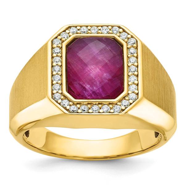 Mens Gentlemens Classics(tm) 14kt. Gold Ruby & 1/4ctw. Diamond Ring - image 