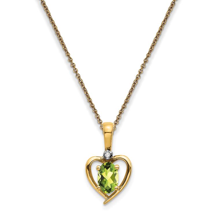 Gemstone Classics(tm) 14kt. Peridot Diamond Pendant Necklace
