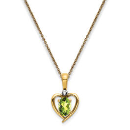 Gemstone Classics&#40;tm&#41; 14kt. Peridot Diamond Pendant Necklace