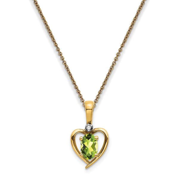 Gemstone Classics&#40;tm&#41; 14kt. Peridot Diamond Pendant Necklace - image 