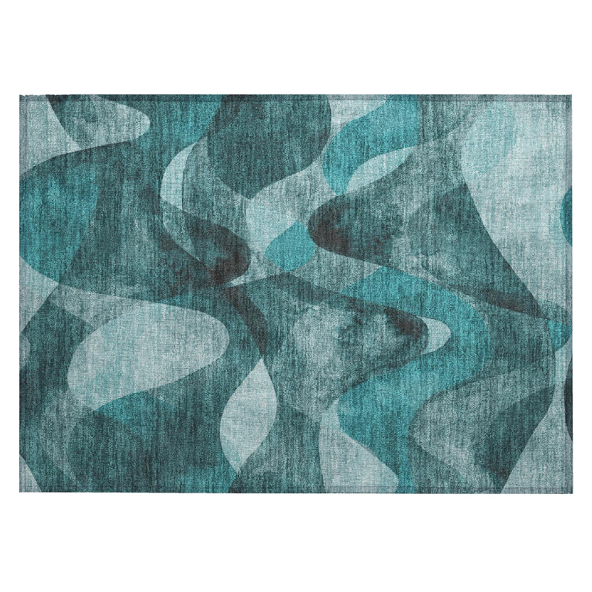 HomeRoots Teal Abstract Non Skid Indoor Outdoor Accent Rug