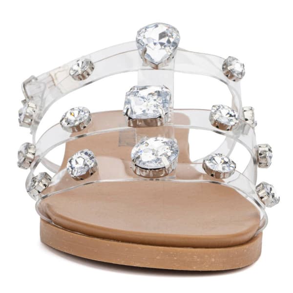 Womens Olivia Miller Crystal Clear Slide Sandals