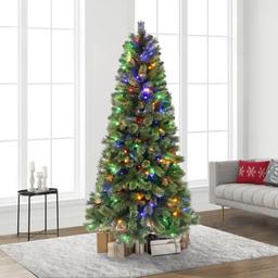 Puleo International 7.5ft. Pre-Lit Pine Christmas Tree