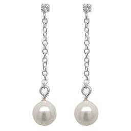 Marsala Sterling Silver Pearl Drop Chain Earrings