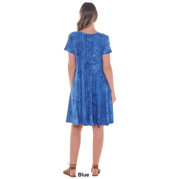 Womens Sami & Jo Short Sleeve Tie Dye Seamed Flare Shift Dress