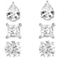 Sterling Silver Diamond Simulant Stud Earring Set - image 1