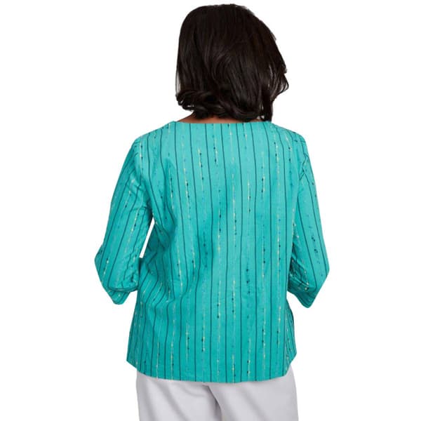 Petite Alfred Dunner Nantucket Woven Spliced Jacquard Blouse