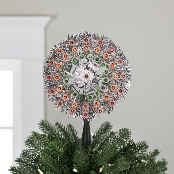 Northlight 8in. Pre-Lit Silver Starburst Christmas Tree Topper