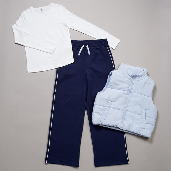 Girls (7-14) 90 Degree(R) by Reflex 3pc. Puff Vest/Top & Wide Pants - image 