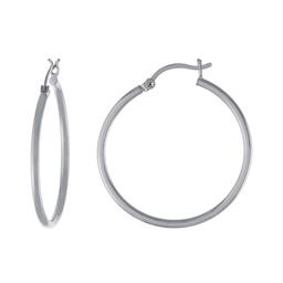 Silver-Plated 35mm Tube Click Top Hoop Earrings