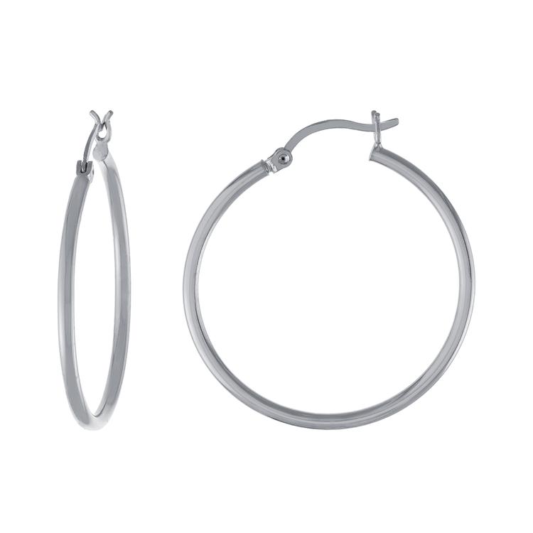 Silver-Plated 35mm Tube Click Top Hoop Earrings