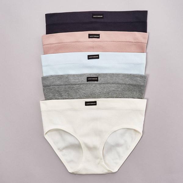Womens Lucky Brand 5pk. Ribbed Seamless Hipster Panties-LVD45776 - image 
