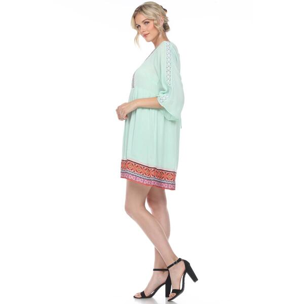 Womens White Mark Elbow Sleeve Embroidered Dress