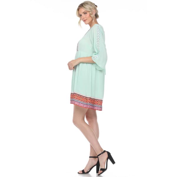Womens White Mark Elbow Sleeve Embroidered Dress