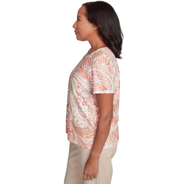 Womens Alfred Dunner Catalina Island Paisley Textured Blouse