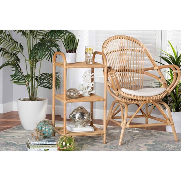 Baxton Studio Barras Modern Bohemian Rattan 3-Tier Display Shelf
