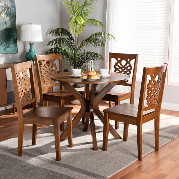 Baxton Studio Liese Walnut Brown Finished Wood 5pc. Dining Set