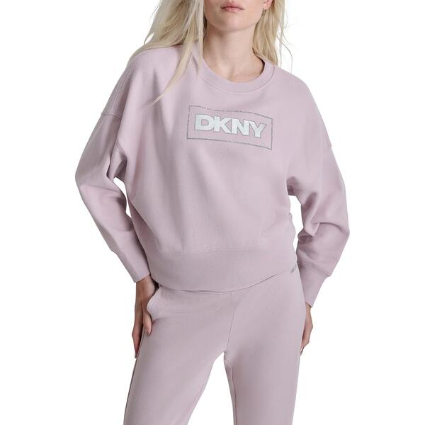 Womens DKNY Sport Rhinestone Outline Fleece Graphic Blouson - image 