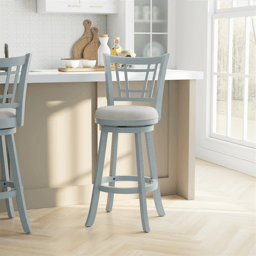 HH2 Home Fairfox Blue Wood Bar Height Swivel Stool