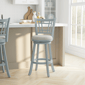 HH2 Home Fairfox Blue Wood Bar Height Swivel Stool - image 1