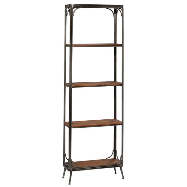 9th & Pike&#40;R&#41; Large Rectangle 5 Shelf Wood And Metal Bookcase