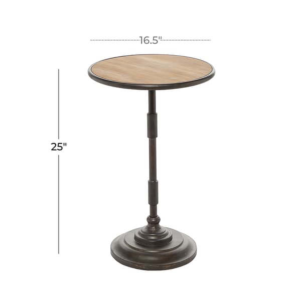 9th & Pike® Round Wood And Metal Accent Table